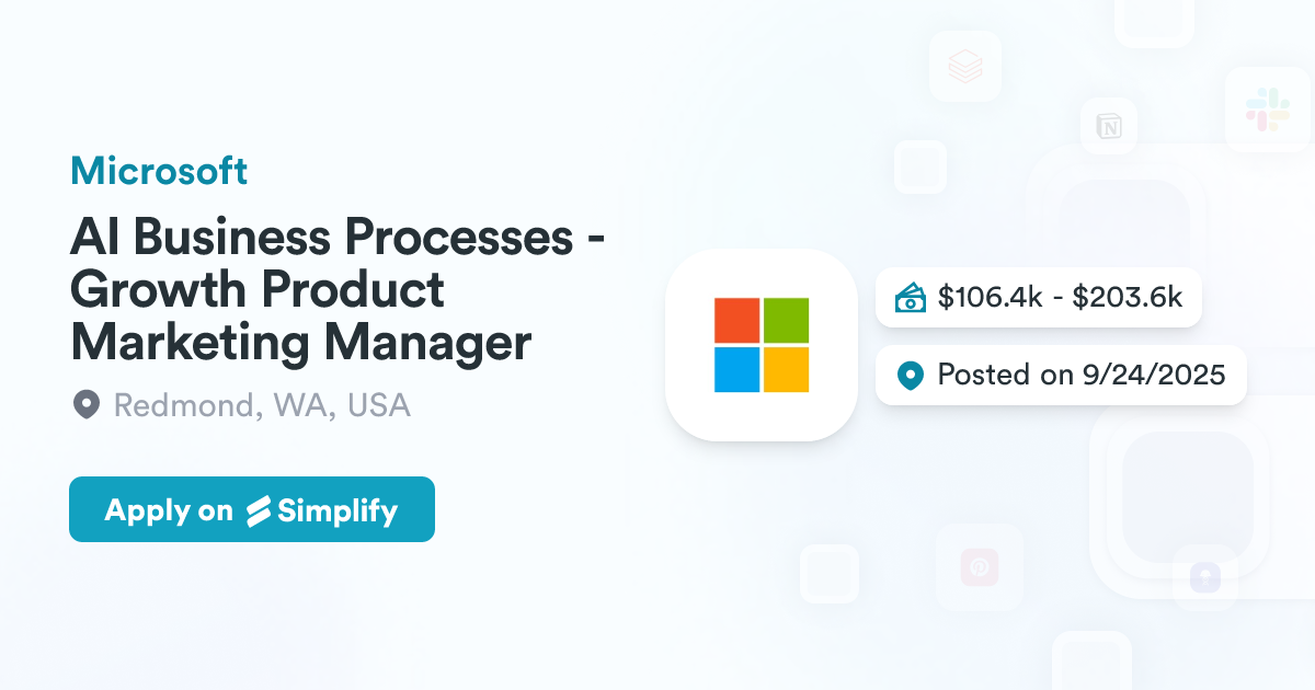 AI Business Processes Growth Product Marketing Manager Microsoft